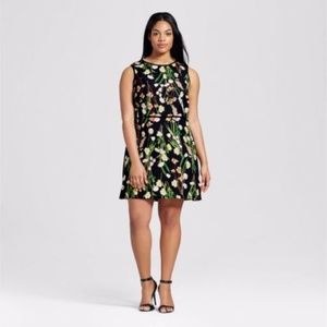 Victoria Beckham Black Floral Satin Dress (S 1X)